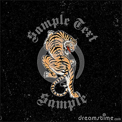 Japanese Style Tiger Jump Vector Vector Illustration