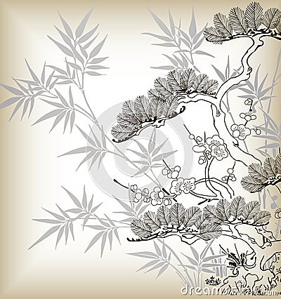 Japanese style tree Vector Illustration