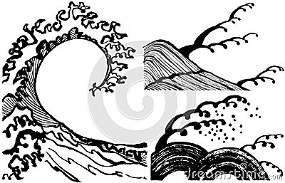 Japanese style waves. Vector Illustration