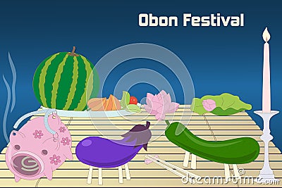 Japanese summer Bon Festival (Obon) background Vector Illustration