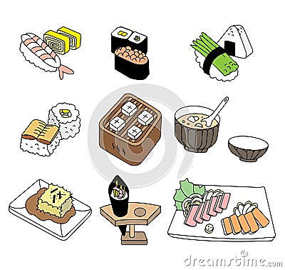 Japanese sushi food Vector Illustration