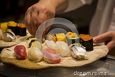 Japanese sushi in the making Stock Photo