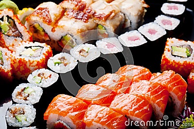 Japanese sushi rolls. Stock Photo