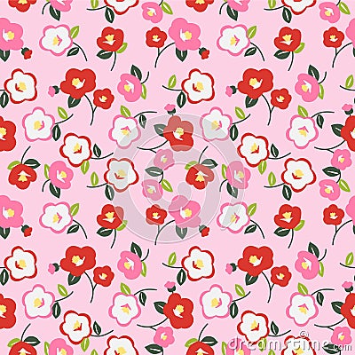 Japanese Sweet Cherry Blossom Motif Vector Seamless Pattern Vector Illustration