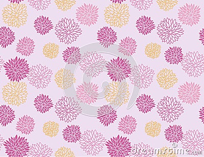 Japanese Sweet Chrysanthemum Flower Vector Seamless Pattern Vector Illustration