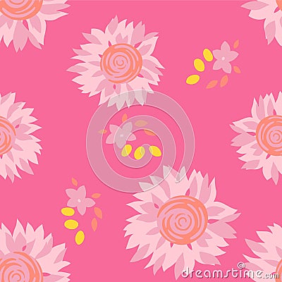 Japanese Sweet Chrysanthemum Flower Vector Seamless Pattern Vector Illustration