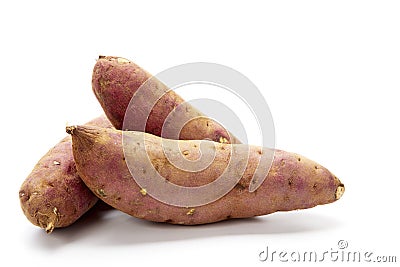 Japanese sweet potatoes on white background Stock Photo