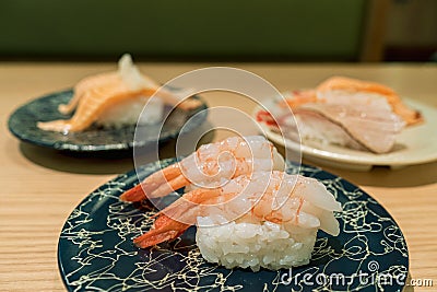 Japanese sweet shrimp sushi Stock Photo