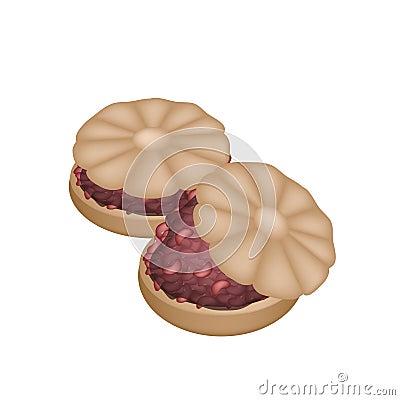 Japanese Sweet of Two Monaka Crisp Wafers Vector Illustration