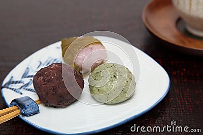 Japanese sweets on the plate Stock Photo