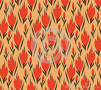 Japanese Swirl Flower Leaf Vector Seamless Pattern Vector Illustration