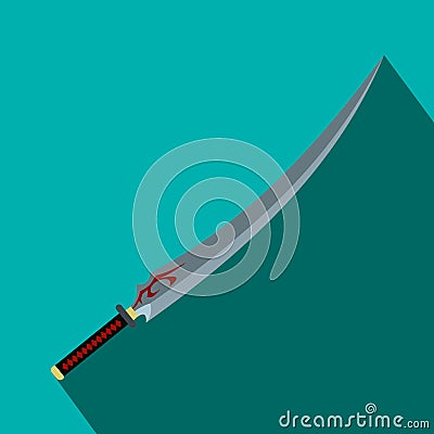 Japanese sword flat icon Stock Photo