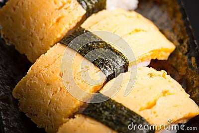 Tamago Nigiri Sushi Egg Sushi Stock Photo