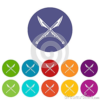 Japanese Tanto daggersicons set flat vector Vector Illustration