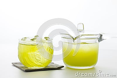 Japanese tea, green tea, cold green tea Stock Photo