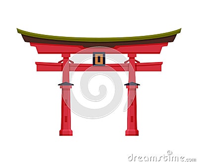 Japanese Torii Gate as Famous City Landmark and Travel and Tourism Symbol Vector Illustration Vector Illustration