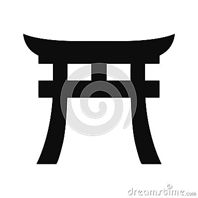 Japanese Torii Gate silhouette icon Vector Illustration