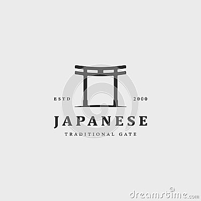japanese torii gate logo vintage vector illustration concept template icon design Vector Illustration
