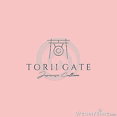 japanese torii gate minimal logo symbol vector illustration design Vector Illustration