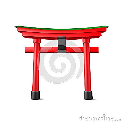 Vector japanese Torii gate wooden red entrance Vector Illustration