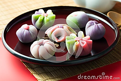 Japanese traditional confectionery wagashi Stock Photo