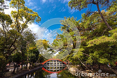 Japanese traditional drum bridge Stock Photo