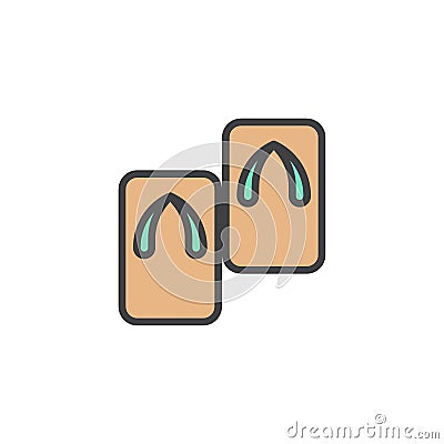 Japanese traditional geta footwear filled outline icon Vector Illustration