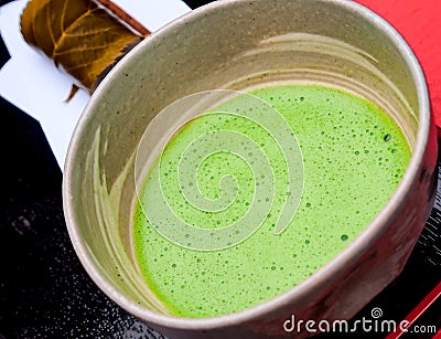 Japanese traditional green tea set Stock Photo