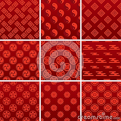 Japanese traditional red pattern Stock Photo