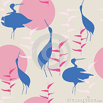 Japanese traditional surface design. Vector seamless hand drawn pattern. Vector Illustration