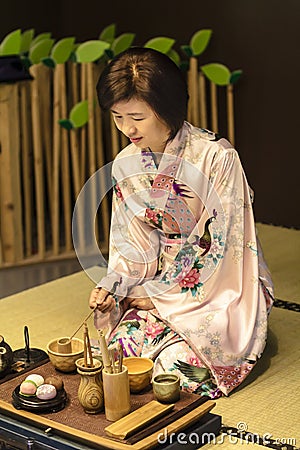 Japanese traditional tea ceremony. Stock Photo