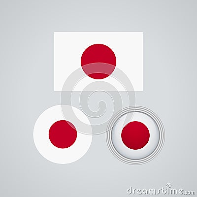 Japanese trio flags, illustration Vector Illustration