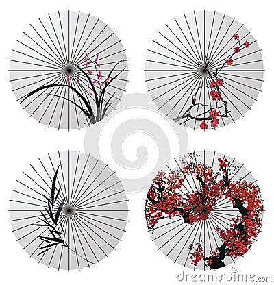 Japanese umbrella Vector Illustration