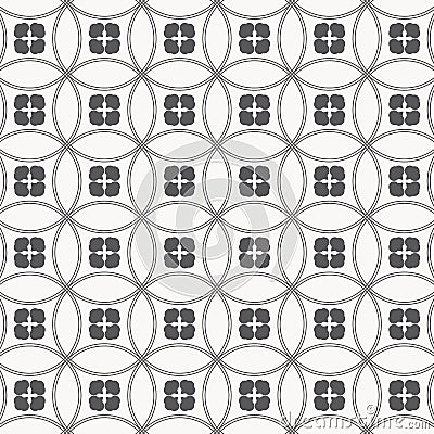 Japanese vector pattern. Repeating circle overlap each for flower and abstract Sakura flower at center. Vector Illustration
