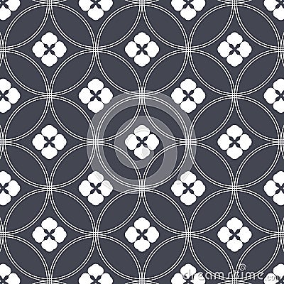 Japanese vector pattern. Repeating circle overlap each for flower and abstract Sakura flower at center. Vector Illustration
