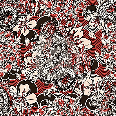 Japanese vintage seamless pattern Vector Illustration