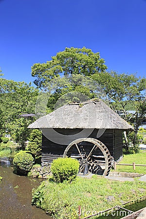 Japanese water wheel Stock Photo