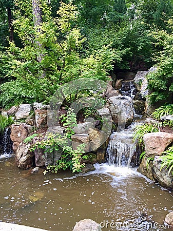 Japanese waterfall garden Stock Photo