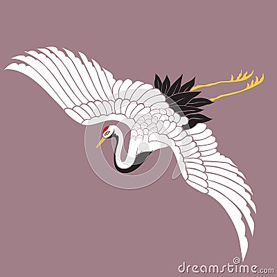 Japanese white crane Vector Illustration