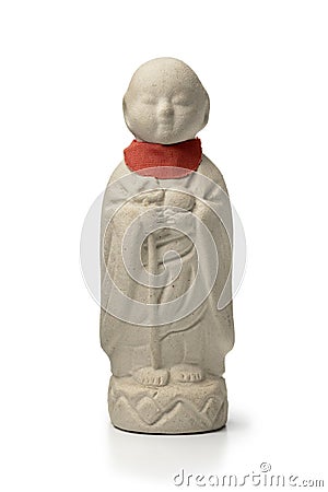 Japanese white monk statue Stock Photo