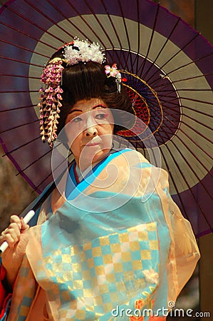 Japanese Woman in Traditional Dress Editorial Stock Photo