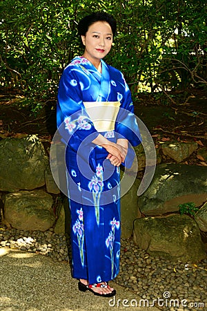 Japanese Woman Wearing Yukata Stock Photo