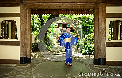 Japanese Woman Wearing Yukata Stock Photo