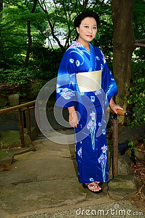 Japanese Woman Wearing Yukata Stock Photo