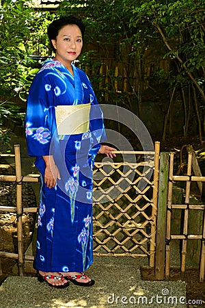 Japanese Woman Wearing Yukata Stock Photo