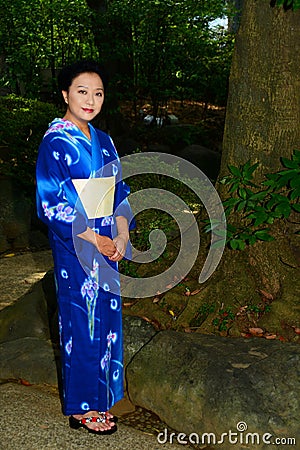 Japanese Woman Wearing Yukata Stock Photo