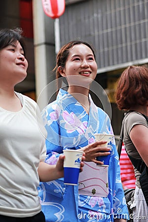 Japanese woman in yukata suit Editorial Stock Photo