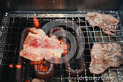 Japanese Yakiniku in Electric grill Stock Photo