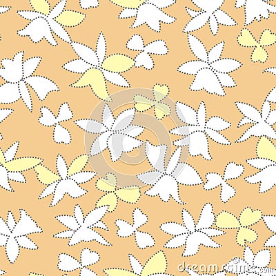 Japanese Yellow Cherry Blossom Vector Seamless Pattern Vector Illustration