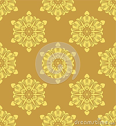Japanese Yellow Snowflake Vector Seamless Pattern Vector Illustration
